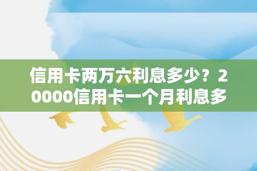 信用卡两万六利息多少？20000信用卡一个月利息多少