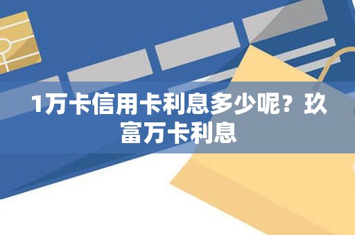 1万卡信用卡利息多少呢？玖富万卡利息