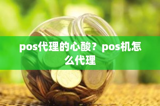 pos代理的心酸？pos机怎么代理